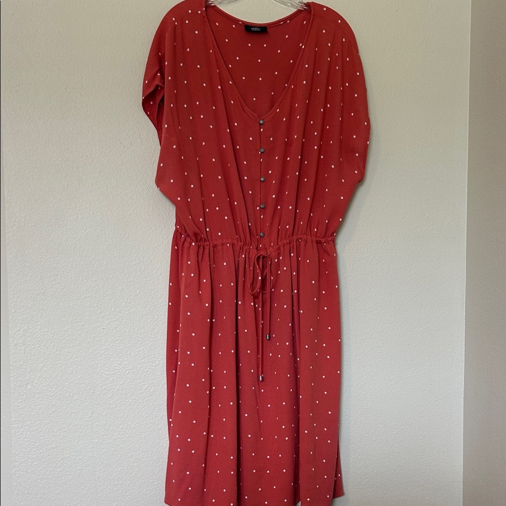 Elegant Asymmetrical Red Polka Dot Dress